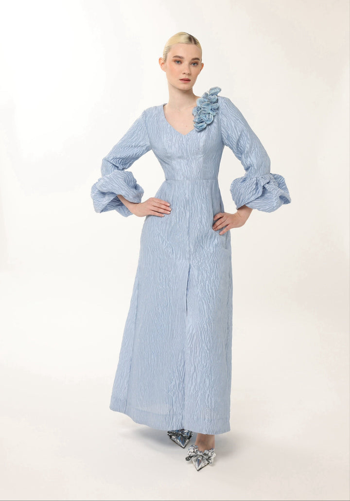 Fayha Gown: Petal Cuff Jacquard Gown