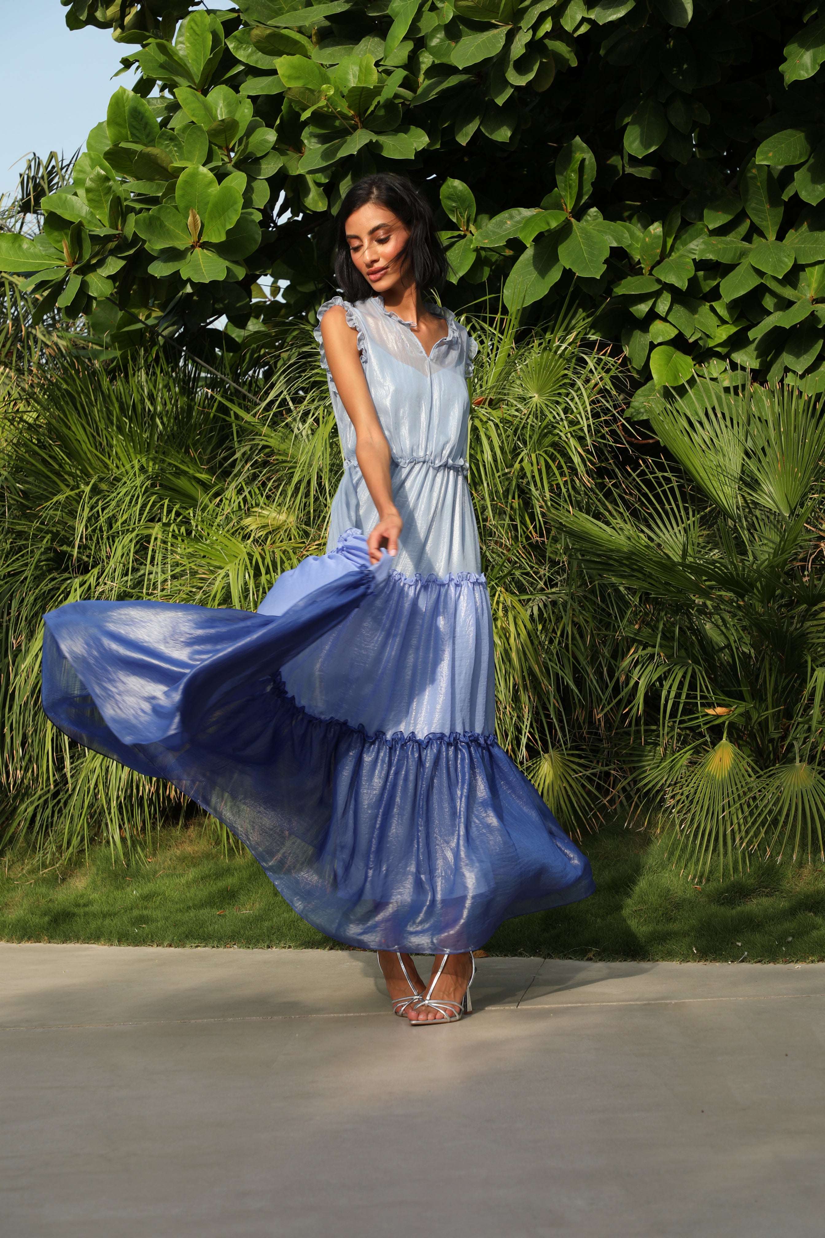 luxury dubai dresses Luxury Dubai Designer Modest A-Line Blue Lace Beaded Evening Dresses LA72704 Blue / 16