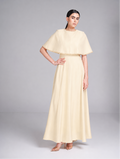 Alya Dress – Metallic Cape Maxi Evening Gown