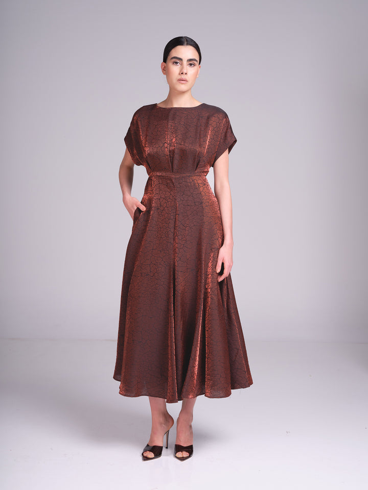 Ruba Dress – Jacquard Midi Cocktail Wedding Guest Dress