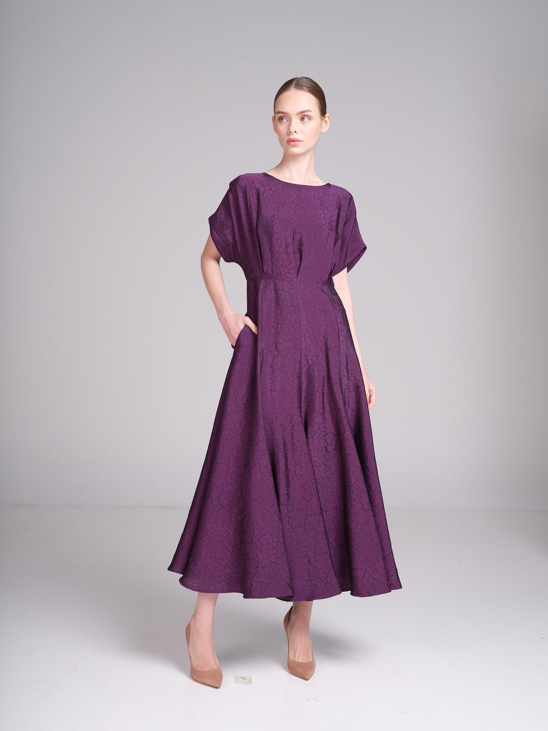 Ruba Dress – Jacquard Midi Cocktail Wedding Guest Dress