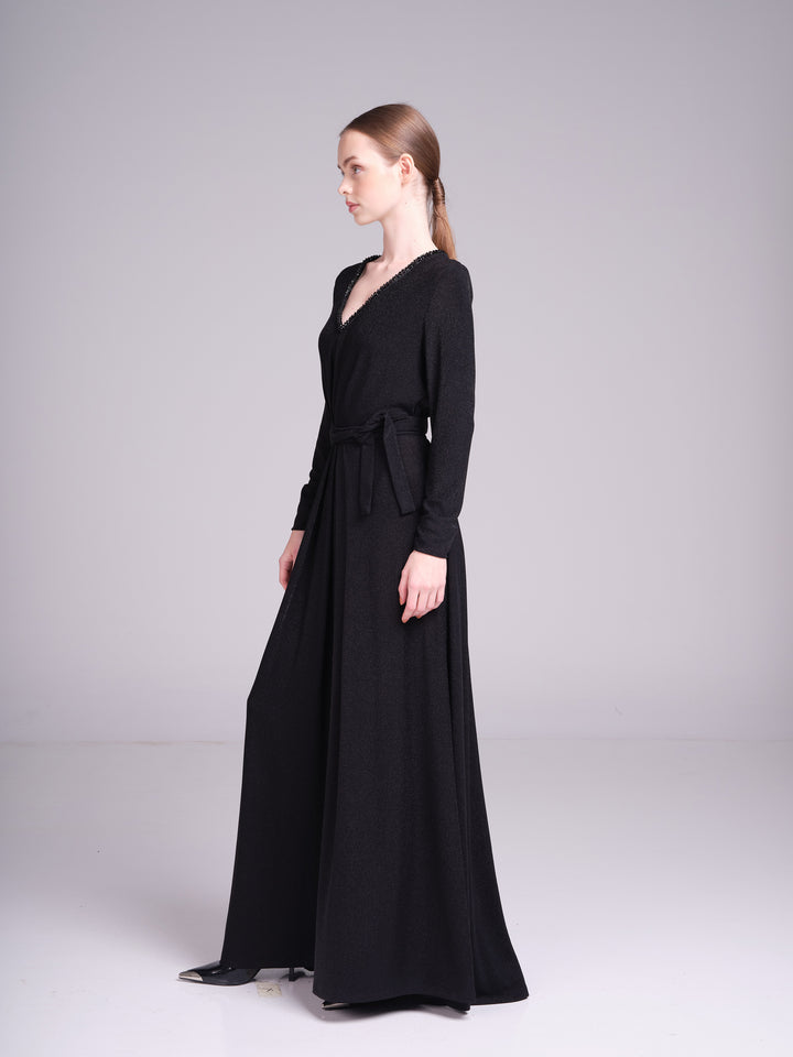 Jouri Dress – Metallic Long Sleeve Evening Derss