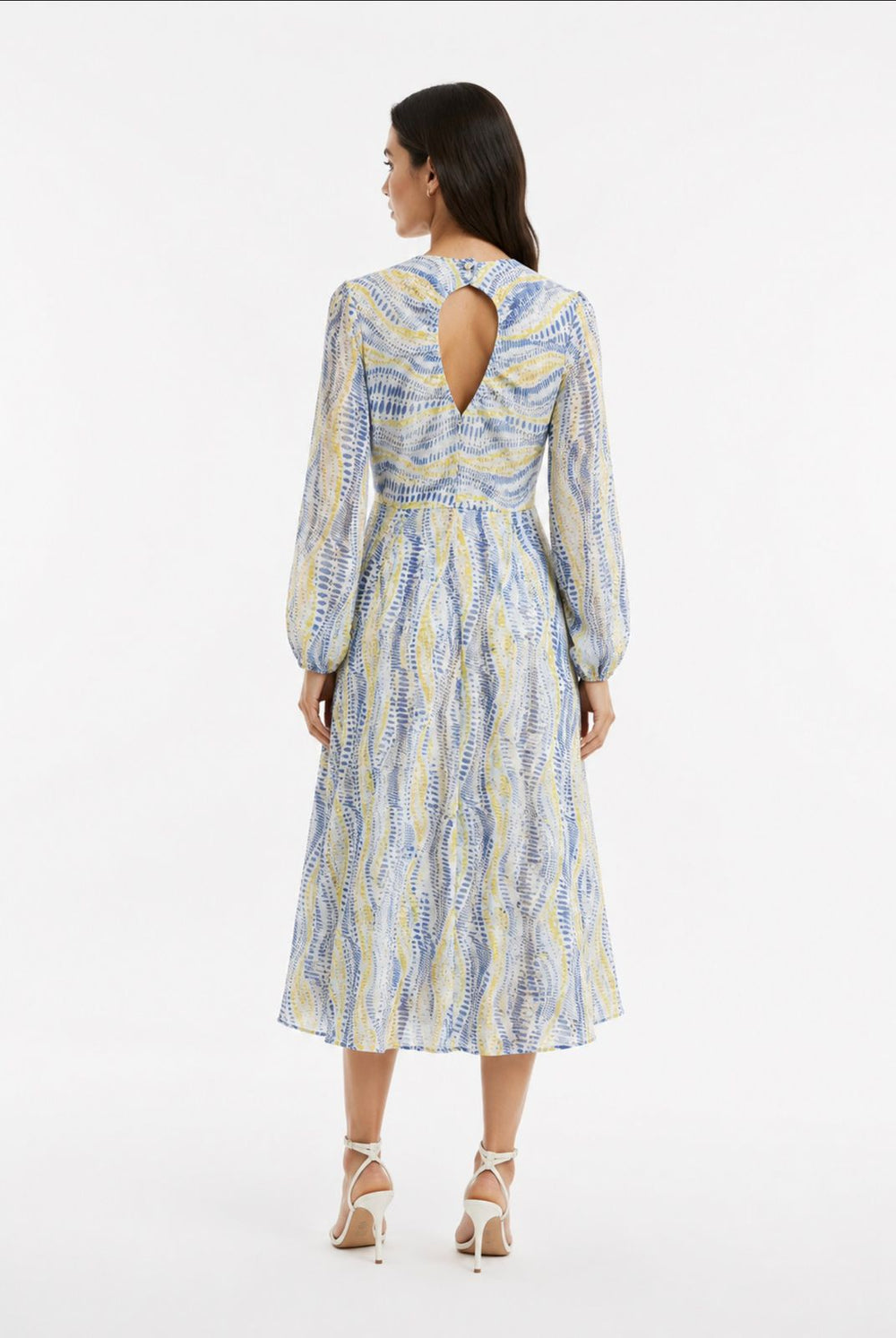 Elegant printed resort dress with lightweight flowing fabric