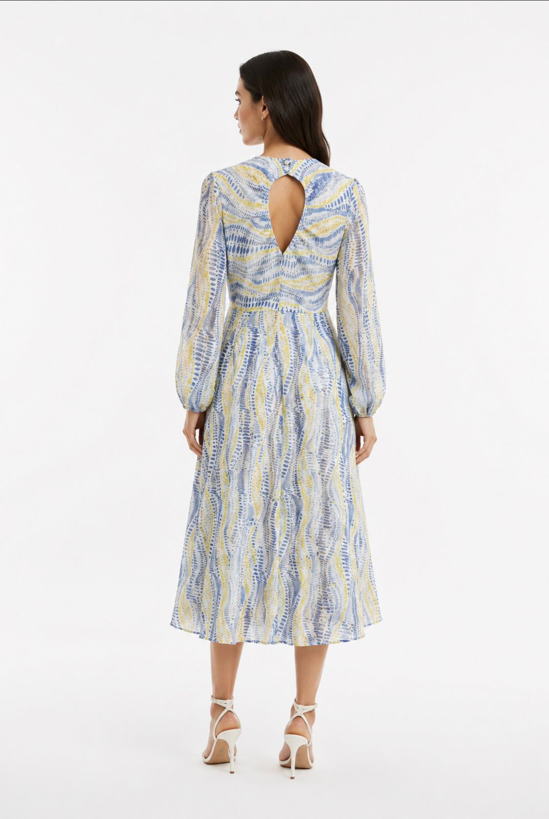 Elegant printed resort dress with lightweight flowing fabric