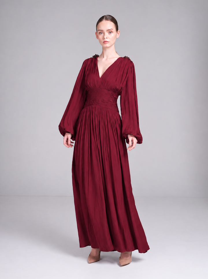 Layan Dress – V-Neck Maxi Wedding Guest Dress
