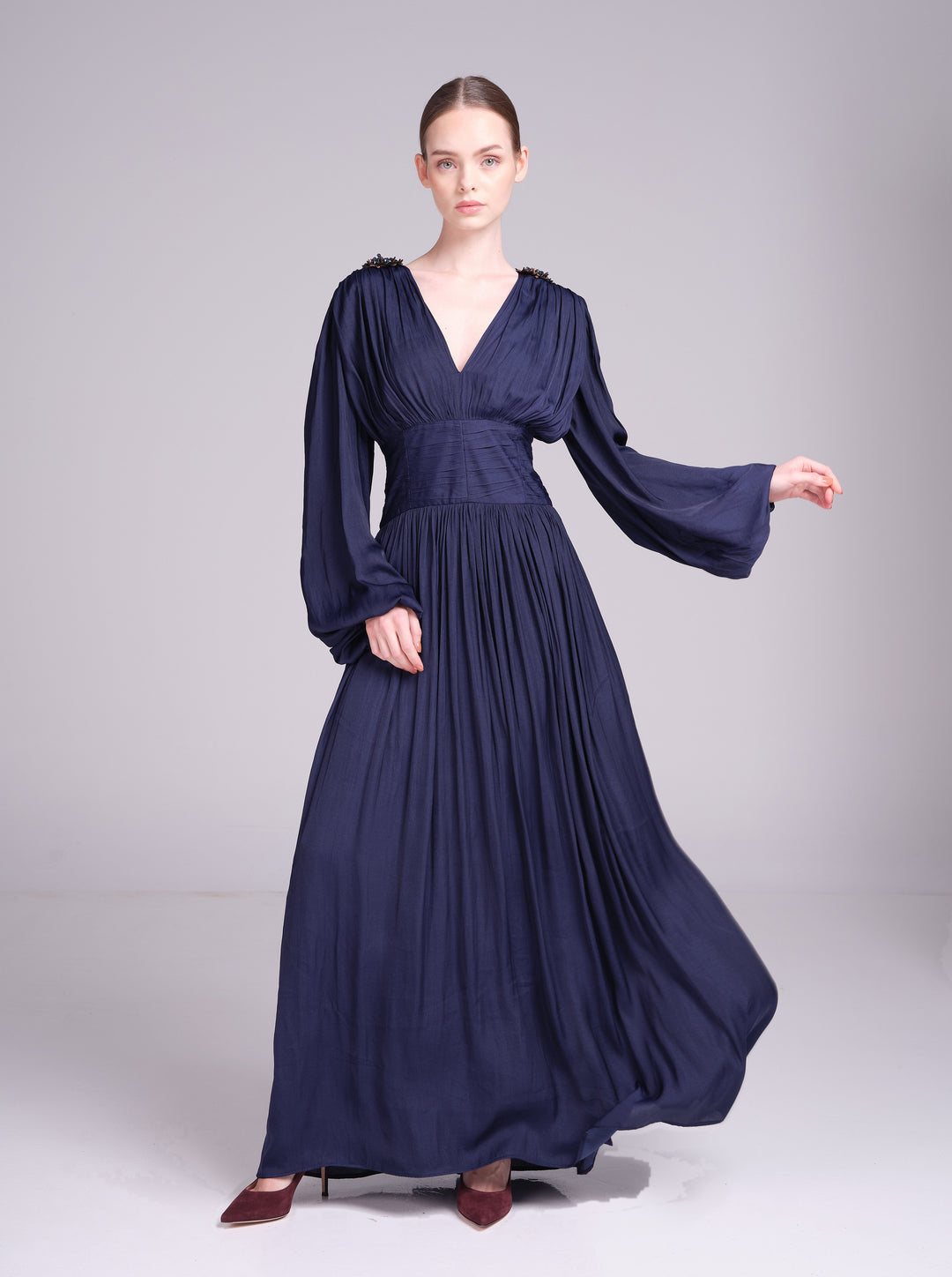 Layan Dress – V-Neck Maxi Wedding Guest Dress