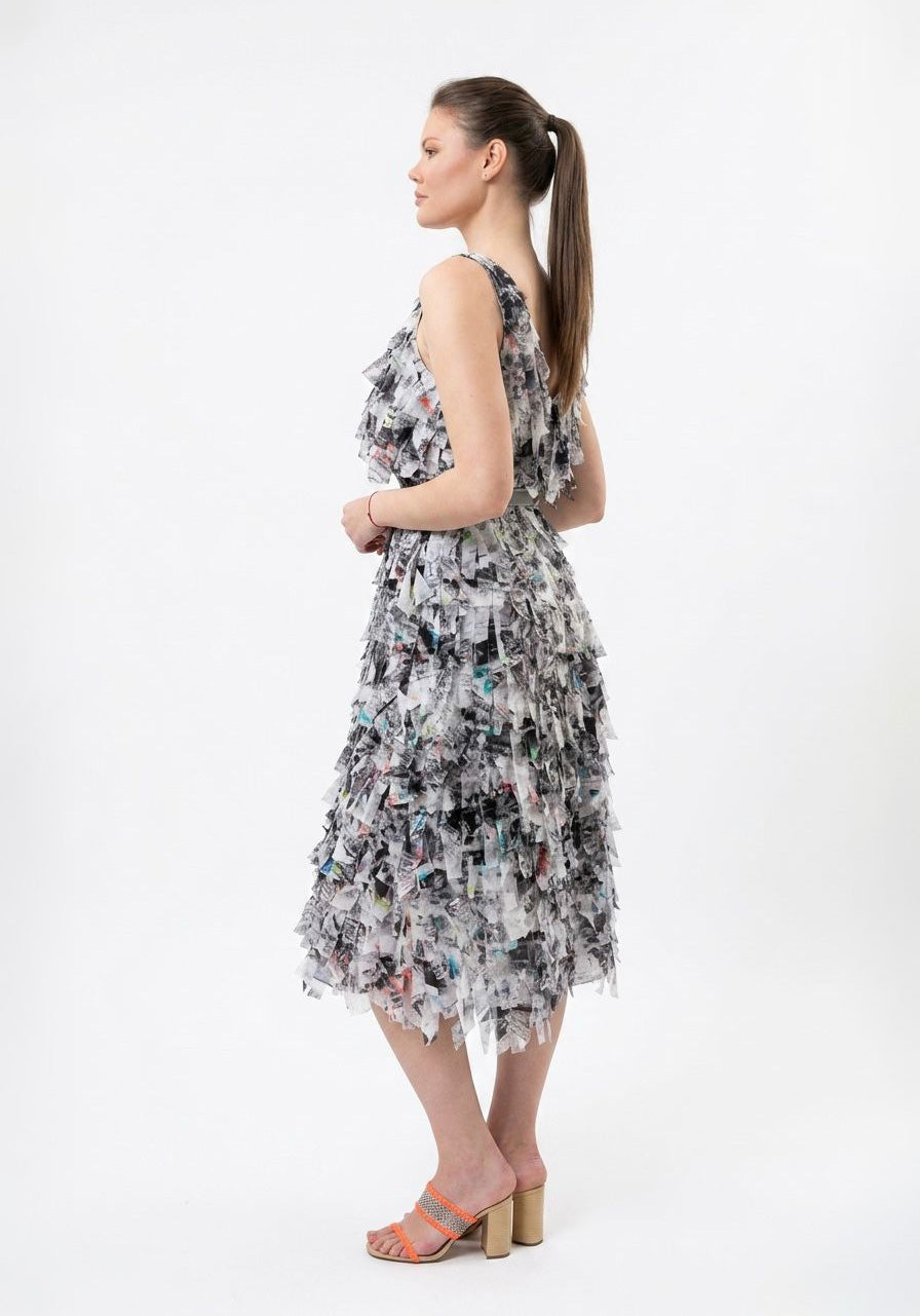 Feminine resort wear dress with textured frill detailing