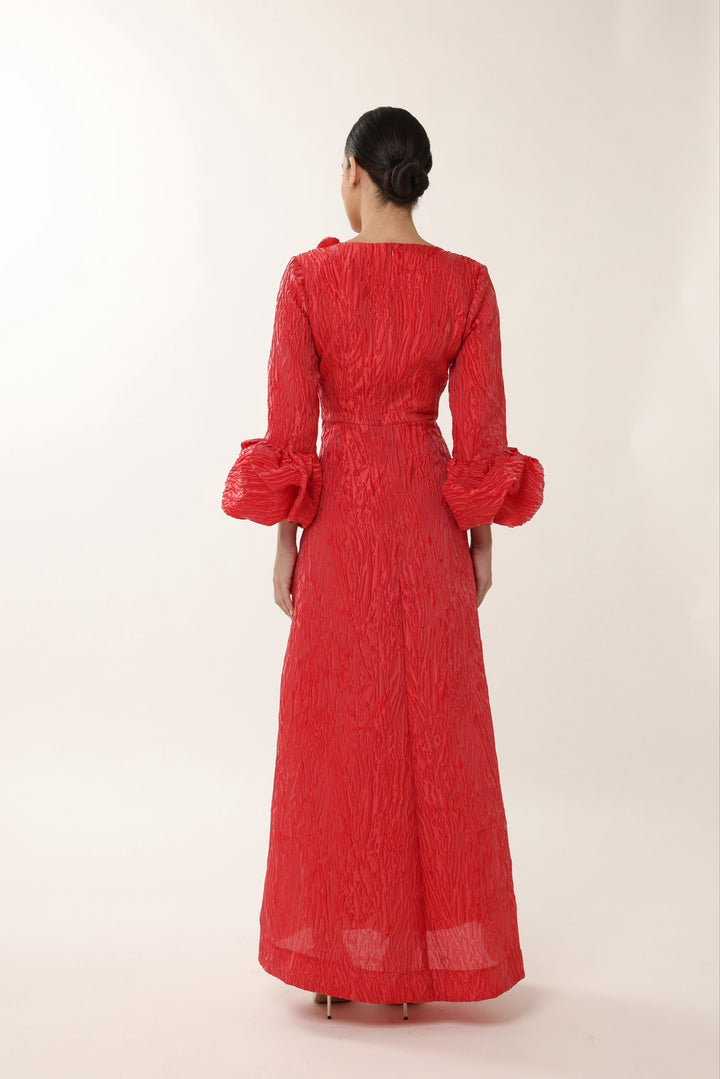Statement red gown for formal events and elegant celebrations