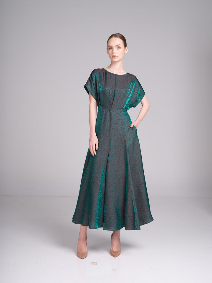 Ruba Dress – Jacquard Midi Cocktail Wedding Guest Dress