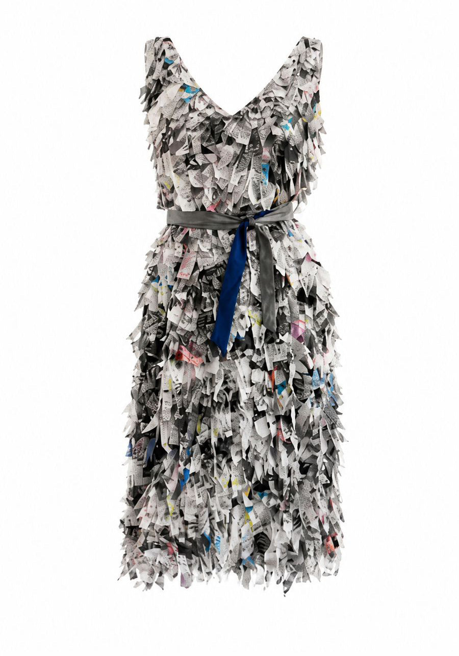 Elegant occasion dress with soft frilled texture and flowing silhouette